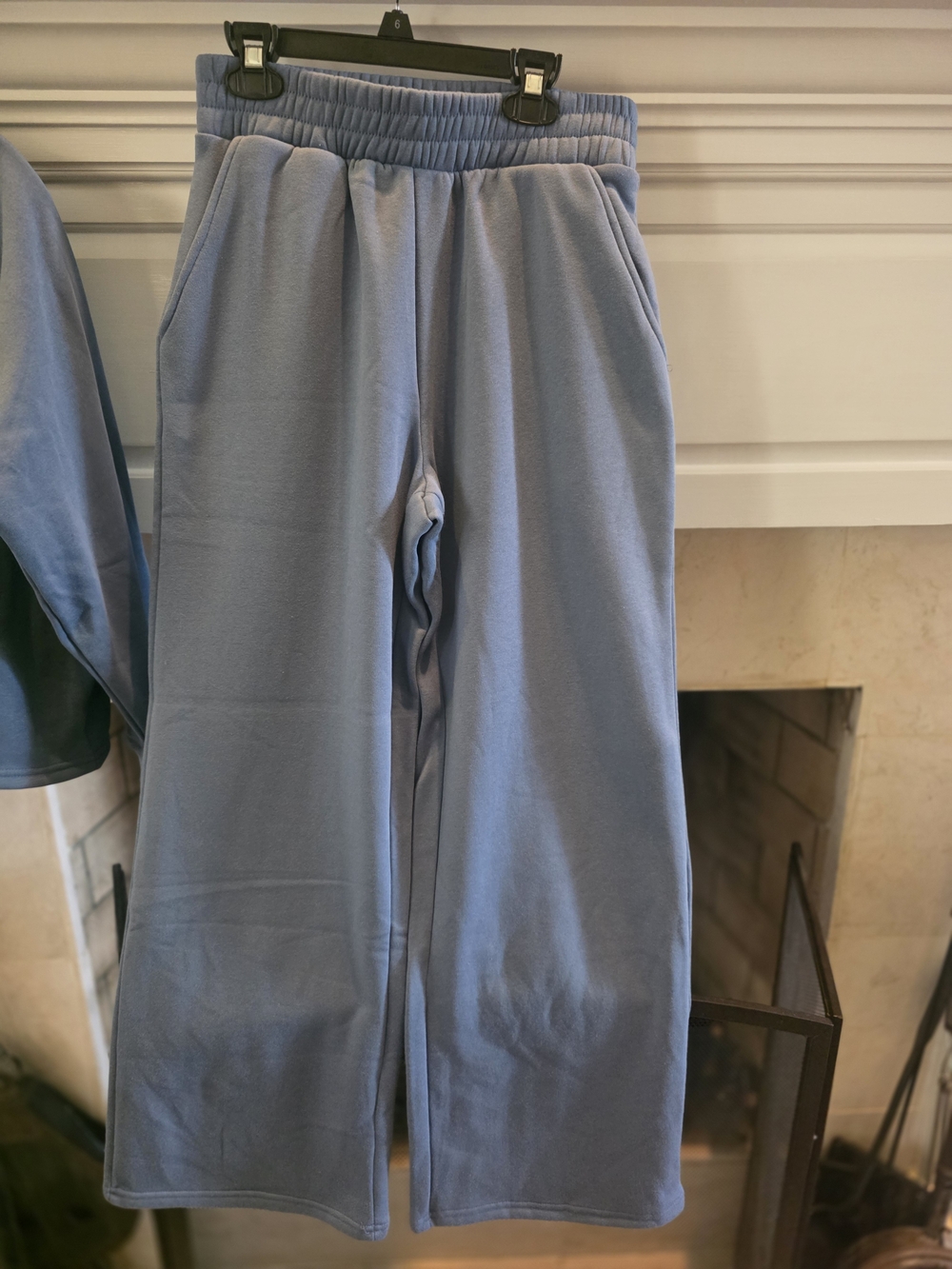Zenana Outfitters Slate Blue Wide Leg Lounge Pants with Matching Pullover - Picture 3 of 5